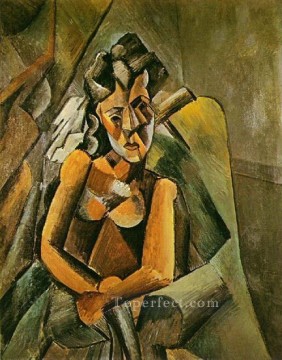 nude sitting divan beautiful roman woman Painting - Woman Sitting 1909 cubist Pablo Picasso